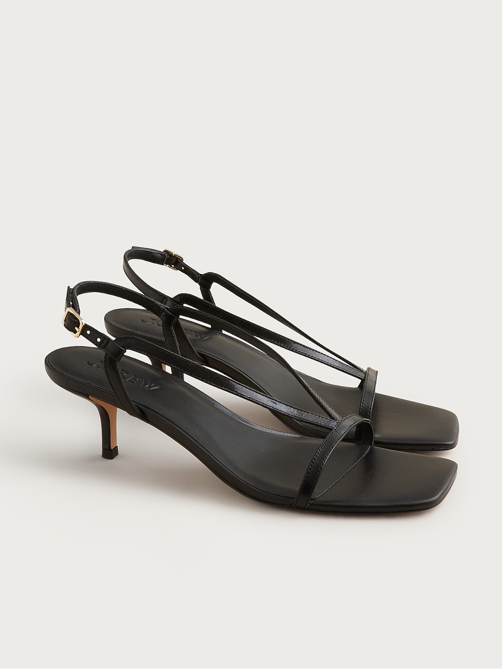 J. Crew Krista Slingback Kitten-Heel Sandals In Black Leather Size 6
